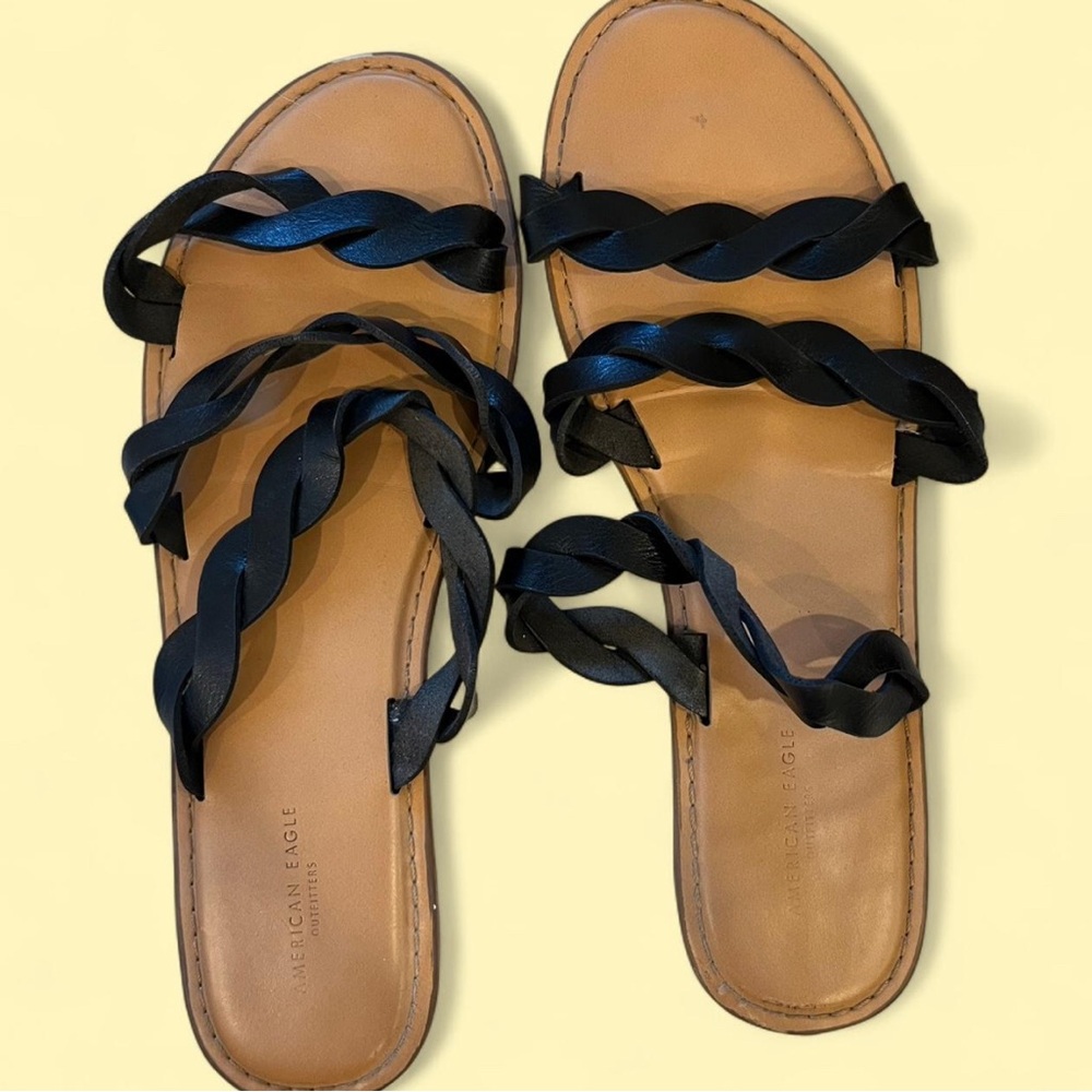 American Eagle Outfitters Black and Tan Women's Sandals